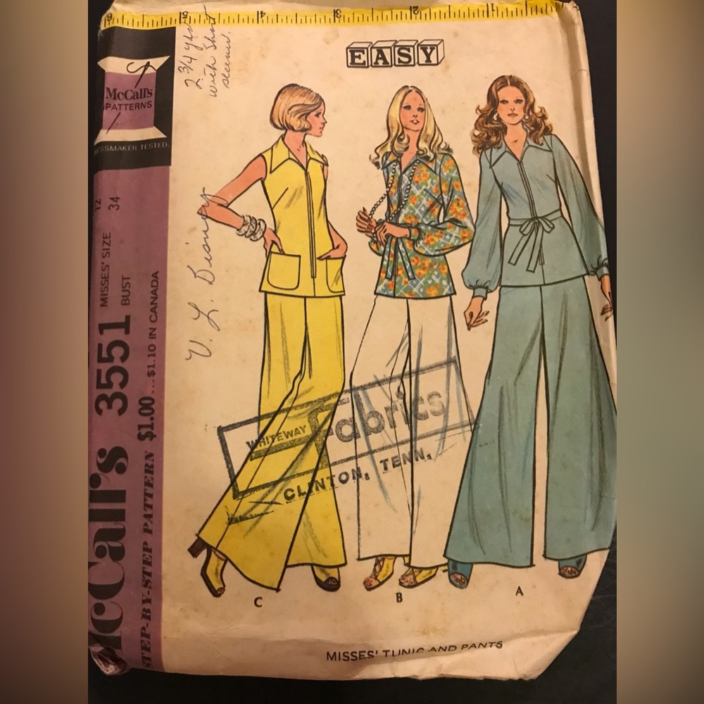 Size 12 McCalls Vintage (used) Pattern 3551